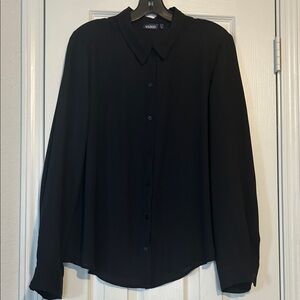 Black Semi-Sheer Women's Button-Down Shirt